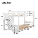 Twin Over Twin Floor Bunk Bed, Ladder With Storage by HouseOfZazla