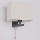GobekUsa Simple Style Fabric Rectangle Wall Lamp - 1 Bulb Beige Bedside Light Fixture