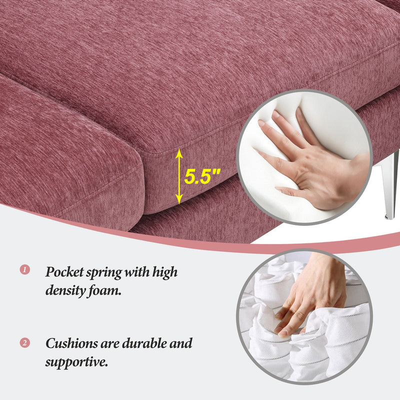 84" Convertible Sectional Sofa, Modern Chenille L-Shaped Sofa Couch with Reversible Chaise Lounge, Fit for Living Room, Apartment (2 Pillows)