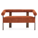 Round Armrest Loveseat (Dark Orange + Brown) by HouseOfZazla