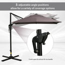 8FT Cantilever Patio Umbrella, Square Outdoor Offset Umbrella with 360 Rotation, Aluminum Hanging Umbrella with 3-Position Tilt, Crank & Cross Base for Garden, Brown