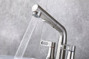 2 Handle Bathroom Sink Faucet 3 Hole with Pull Out Sprayer, Centerset Bathroom Faucets, 4 Inch Centerset Bathroom Faucet with Retractable Hose, Hot and Cold Water Mixing Faucet