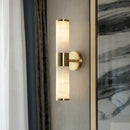 GobekUsa Modern Pillar Shaped Sconce Light: Marble Bedside Wall Lamp in White and Brass