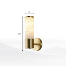 GobekUsa Modern Pillar Shaped Sconce Light: Marble Bedside Wall Lamp in White and Brass