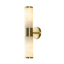 GobekUsa Modern Pillar Shaped Sconce Light: Marble Bedside Wall Lamp in White and Brass