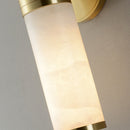 GobekUsa Modern Pillar Shaped Sconce Light: Marble Bedside Wall Lamp in White and Brass