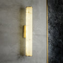 GobekUsa Sleek Marble Tube LED Sconce Light: Simplicity White & Brass Wall Lamp for Living Room