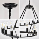 52 Inch Black Wagon Wheel Chandelier, 36-Lights