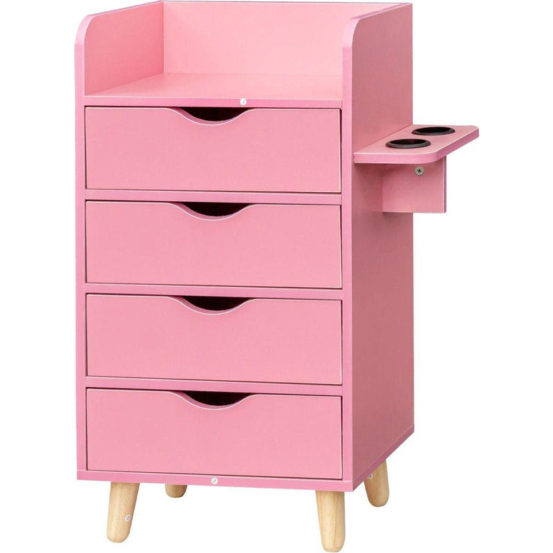 4 -Layer Salon Storage Cabinet,Beauty Barber Salon Styling Station Organizer Equipment,Hair Stylist Station Set with 2 Hair Dryer Holders,4 Drawers and Raised Table Legs