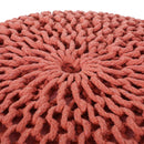Bordeaux Knitted Cotton Round Pouf Ottoman Floor Cushion