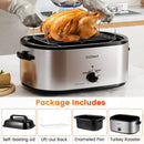 22QT Electric Roaster Oven Turkey Roaster with Visible and Self-Basting Lid by DirectDeals
