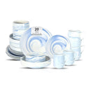 Marbled Round Ceramic Dinnerware Set with Plates and Bowls