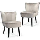 Set of 2 Upholstered Modern Leisure Club Chairs with Solid Wood Legs by LJGDeals