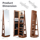 360° Rotating Mirrored Jewelry Cabinet Armoire 3 Color LED Modes Lockable by LJGDeals