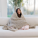 DOUBLE RUCHED FAUX FUR THROW BLANKETS by Saranoni