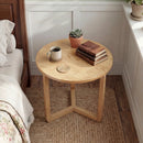 22.5 inch Round Side Table Farmhouse End Table with Sturdy Rubber Wood Legs and Triangular Structure by DirectDeals