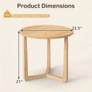 22.5 inch Round Side Table Farmhouse End Table with Sturdy Rubber Wood Legs and Triangular Structure by LJGDeals