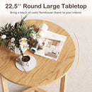 22.5 inch Round Side Table Farmhouse End Table with Sturdy Rubber Wood Legs and Triangular Structure by DirectDeals