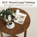 22.5 inch Round Side Table Farmhouse End Table with Sturdy Rubber Wood Legs and Triangular Structure by LJGDeals