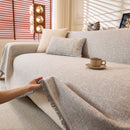 Natural Textured Linen Couch Cover, Breathable & Hypoallergenic Furniture Protector