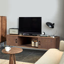 Industrial Style Reclaimed Wood Media TV Stand With Storage Cabinet For Living Media Room - Natural by HouseOfZazla