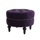 Dawn - Tufted Round Ottoman Nailhead Accents - Purple by HouseOfZazla