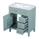 30" Bathroom Vanity with Sink Combo, Green Bathroom Cabinet with Drawers, Solid Frame and MDF Board