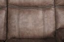 Dollum - Two Tone Nubuck Manual Recliner Sectional Sofa With USB Port Cupholder Console by HouseOfZazla