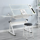 Adjustable Tempered Glass Drafting Printing Table With Chair by HouseOfZazla