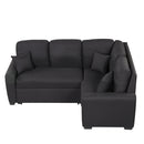 87.4"Sectional Sleeper Sofa with USB Charging Port and Plug Outlet,Pull-Out Sofa Bed with 3 Pillows, L-Shape Chaise for Living Room Small Apartment,Black