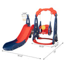 3 In 1 Slide and Swing Set with Basketball Hoop for 1-8 Years Old Children Indoor and Outdoor, Red & Blue