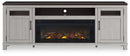 Darborn - 88" TV Stand With Electric Infrared Fireplace Insert - Gray / Brown