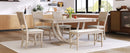 6-Piece Wood Half Round Dining Table Set Kitchen Table Set with Long Bench and 4 Dining Chairs, Modern Style, Natural