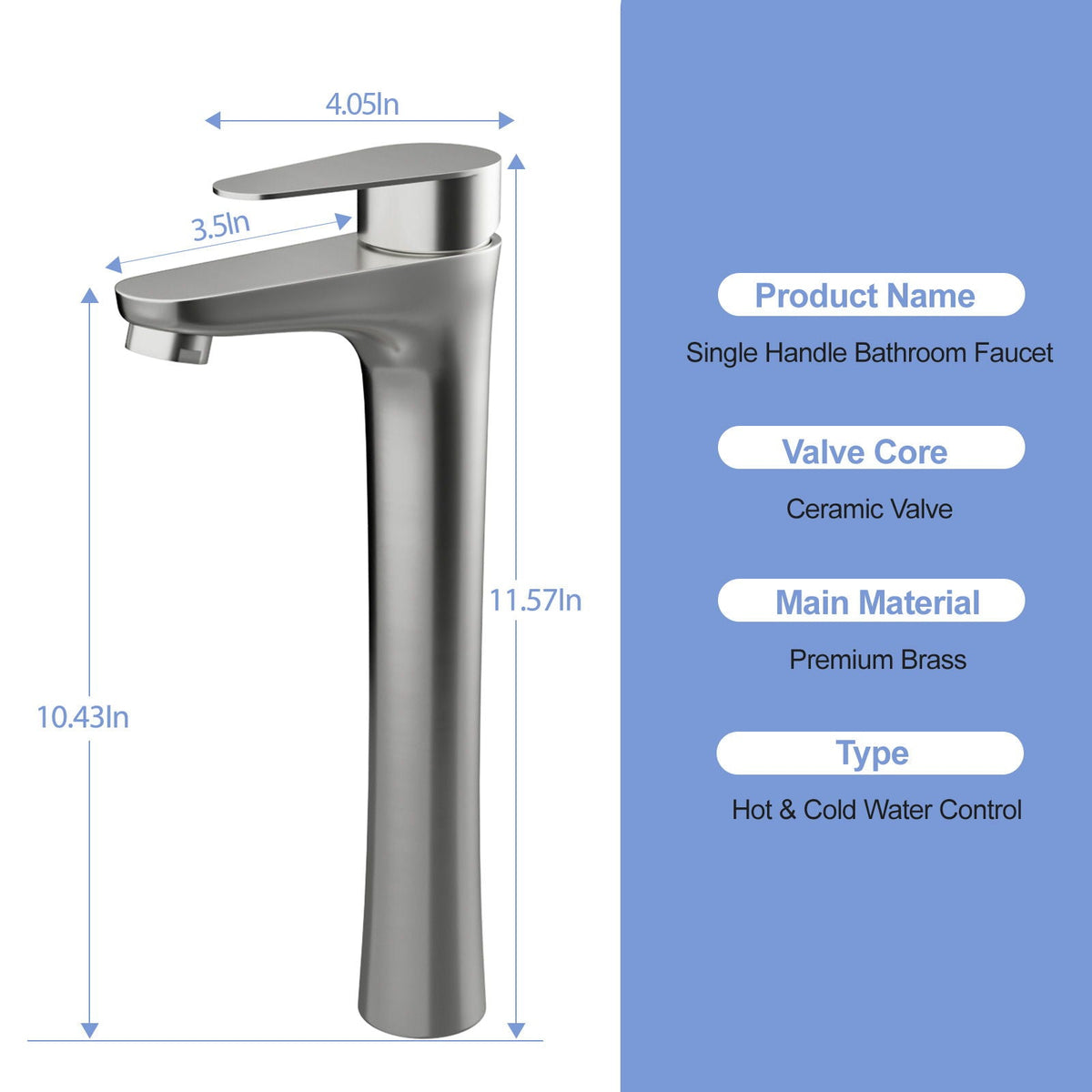 Single Handle Vessel Sink Faucet, photo 4 of 18