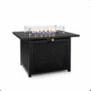Outdoor 2 In 1 Propane Fire Pit Table With Lid & Glass Shield, Rectangular Fire Table, Lava Rock & Cover - Black by HouseOfZazla