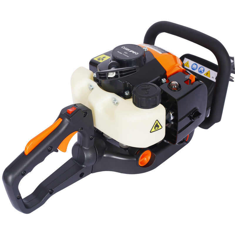 26cc 2 cycle gas powered hedge trimmer, double sided blade 24",recoil gasoline trim blade