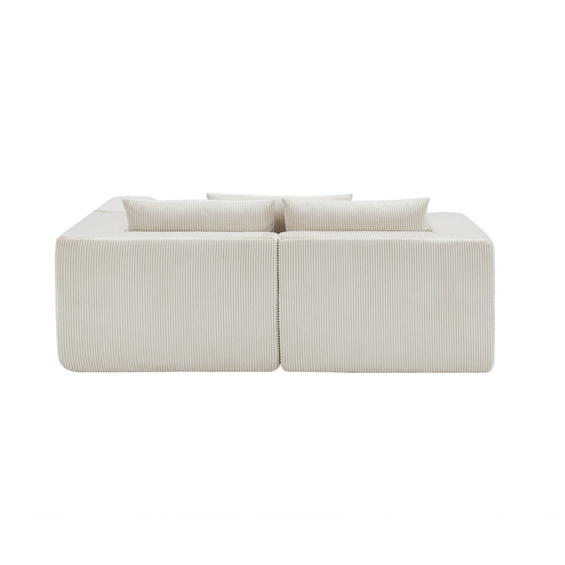 107" Compressed Sectional Sofa with High-Density Cushions - Beige, photo 9 of 10