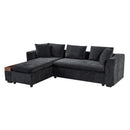 Modern L Shaped Sectional Sofa With Upholstery And Wooden Storage by HouseOfZazla