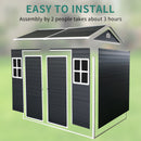 8x4ft Outdoor Resin Garden Shed with Floor and 2 Windows by HouseOfZazla