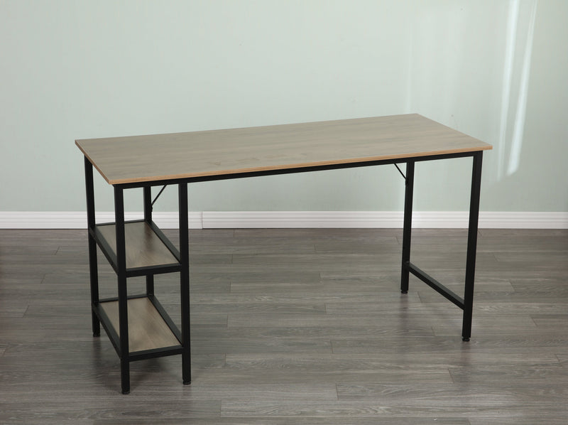 55-inch oversized light gray wood grain, best-selling home office computer desk, study writing desk with two-layer bookshelf