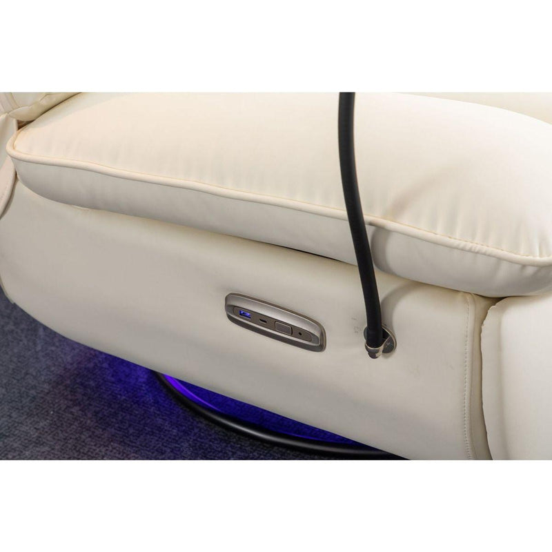 270 Swivel Glider Recliner Chair, Power Recliner Rocking Chair, USB Port Charge for Nursery Chair with Atmosphere Lamp for Living Room Bedroom Apartment