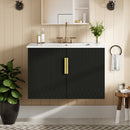 Bathroom Vanity With Sink, Rectangular Storage Cabinet With 2 Soft Closing Doors by Unique Piece Furniture