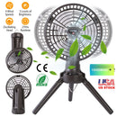 10400mah Portable Camping Fan with LED Light Rechargeable Tripod Tent Hanging Fan Lantern Portable Foldable Oscillating Table Fan with 3 Brightness 4