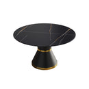 Round Modern Artificial Stone Carbon Steel Base Dining Table, Can Accommodate 6 People - Black by Unique Piece Furniture