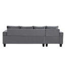 Modern Sectional Sofa Set with L Shape Chaise Lounge and Storage in Grey Velvet Fabric