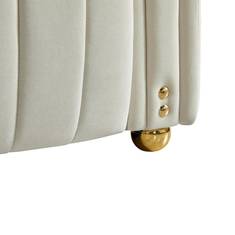 79.92" Modern Vertical Channel Tufted Velvet Sofa,Comfortable Sofa for Living Room-White