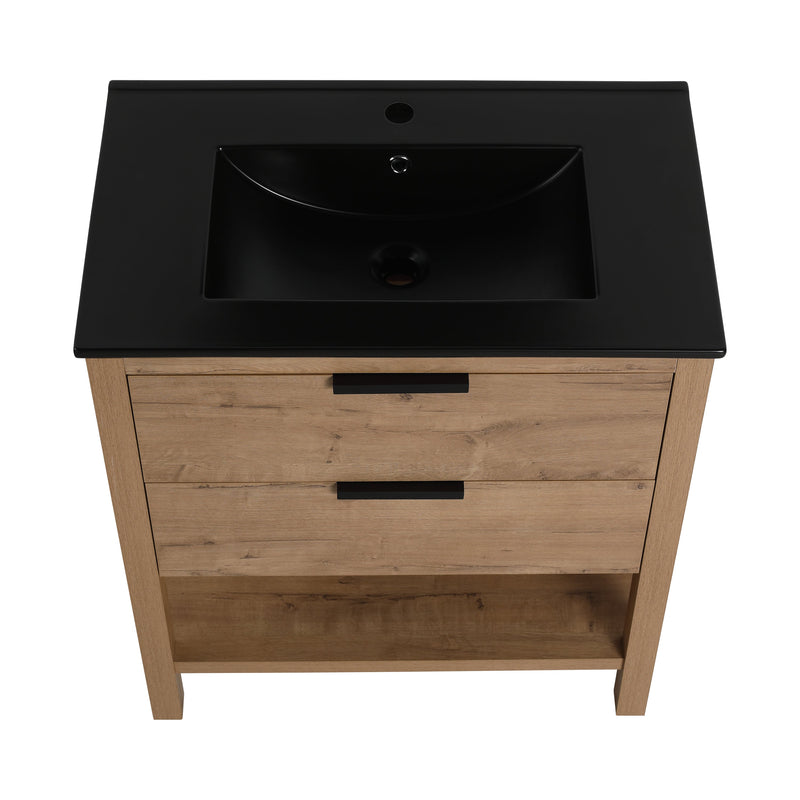 30 Inch Bathroom Vanity Plywood With 2 Drawers (BMO-BL9075BK)