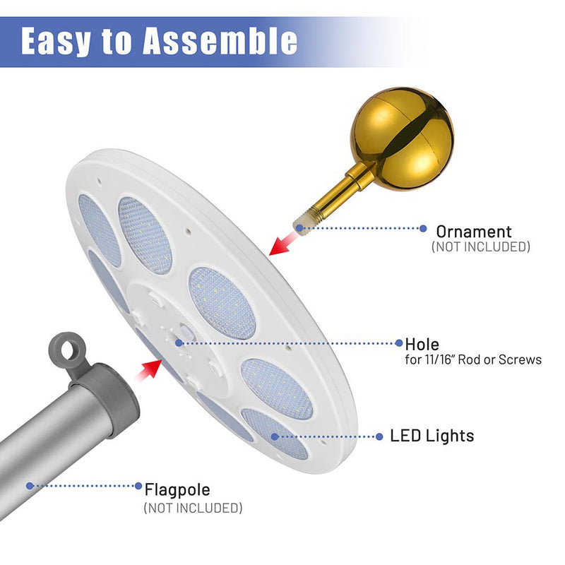 Yescom Telescopic Flag Pole with Light(20ft,25ft,30ft Options)