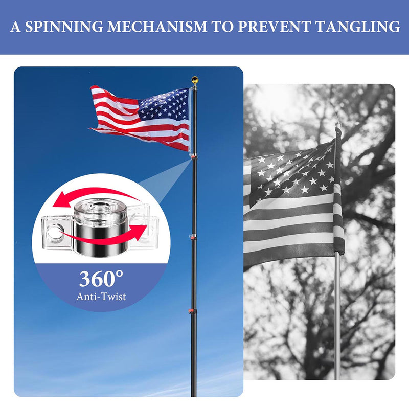 Yescom EZ GO Aluminum Telescopic Flagpole (20', 25', 30' Options)
