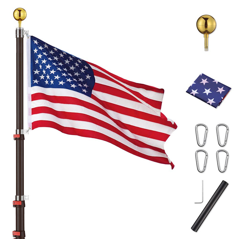 Yescom American Aluminum Telescopic Flagpole Set 20'